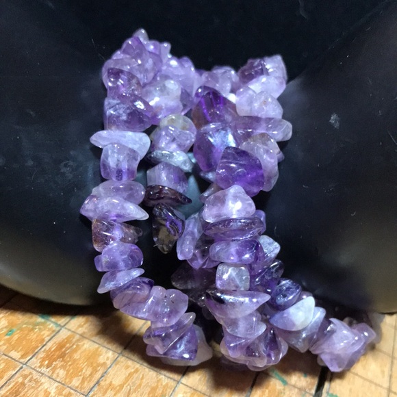 Semiprecious Stone Amethyst Crystal 31”L Necklace Continuous EVC - Picture 4 of 8